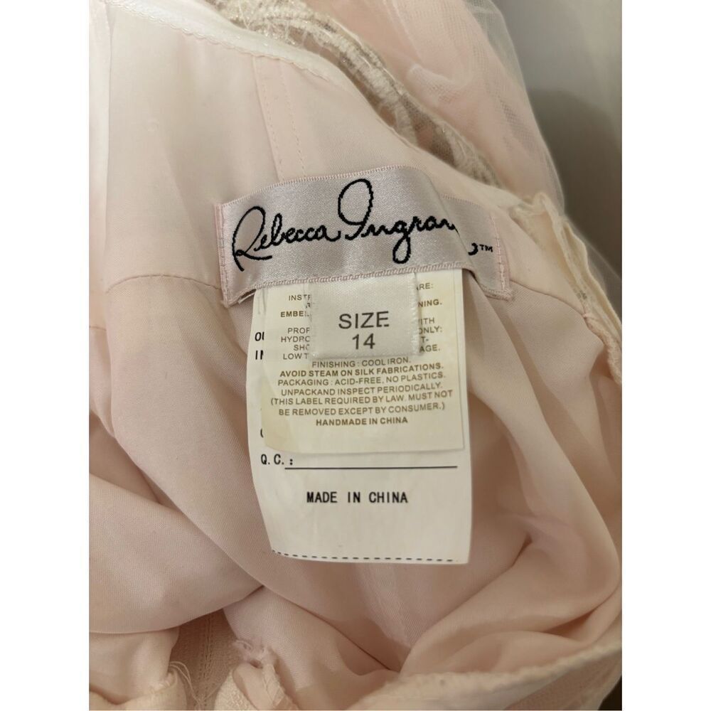 Rebecca Ingram Women's Amanda Lace Tulle Wedding Dress Ivory Blush Pink Size 14 - Picture 9 of 11